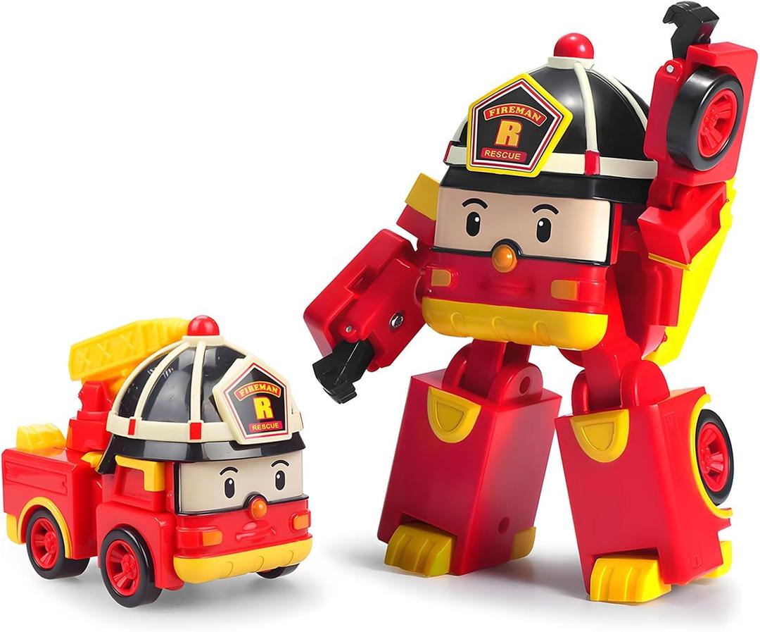 Robocar Poli 4" Transforming Robot - Fire Truck Roy, STEM-Inspired Rescue Robot Figure | Role Play Toy Gift for Toddlers & Preschool Kids Ages 1 2 3 4 5 6