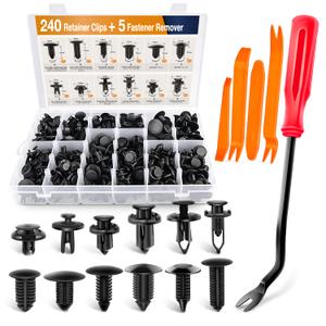 GOOACC - GRC-33 240PCS Bumper Retainer Clips Car Plastic Rivets Fasteners Push Retainer Kit Most Popular Sizes Auto Push Pin Rivets Set -Door Trim Panel Fender Clips for GM Ford Toyota Honda Chrysler (240Pcs Clips + 5 Remover)