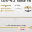 Thestoa Gold Shower Curtain Rod Adjustable 43-78 inch, 1"Diameter Spring Tension Curtain Rod No Drill, Anti-Rust Non-Slip Shower Rod for Bathroom