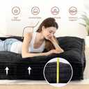 10 Inch Thick Futon Mattress, Shredded High Density Foam Floor Mattress, Portable Foldable Sleeping Mattress, Corduroy Lounger Bed for Guest Room Dorm Apartment Camping Travel, Full