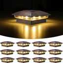 VOLISUN Solar Post Cap Light Outdoor 12pack,Solar Deck Fence - Post Lights Waterproof for 4x4 Wooden/4x4 Vinyl, with Warm White/Cool White for Garden/Patio/Porch (Brushed Copper)