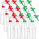 Eccliy 12 Pcs 16 Oz Plastic Spray Bottle, Adjustable Empty Reusable Sprayer for Cleaning, Planting, Water, Bathroom and Kitchen, BBQ, Commercial and Residential(Red, Green,Original)