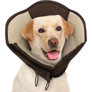 AOFITEE Dog Cone - Soft Cone for Dogs After Surgery, Comfy Cones for Large Dogs to Stop Licking, Adjustable Soft Dog Cone Collar, Elizabethan Pet E-Collar for Wound Healing, Brown Large