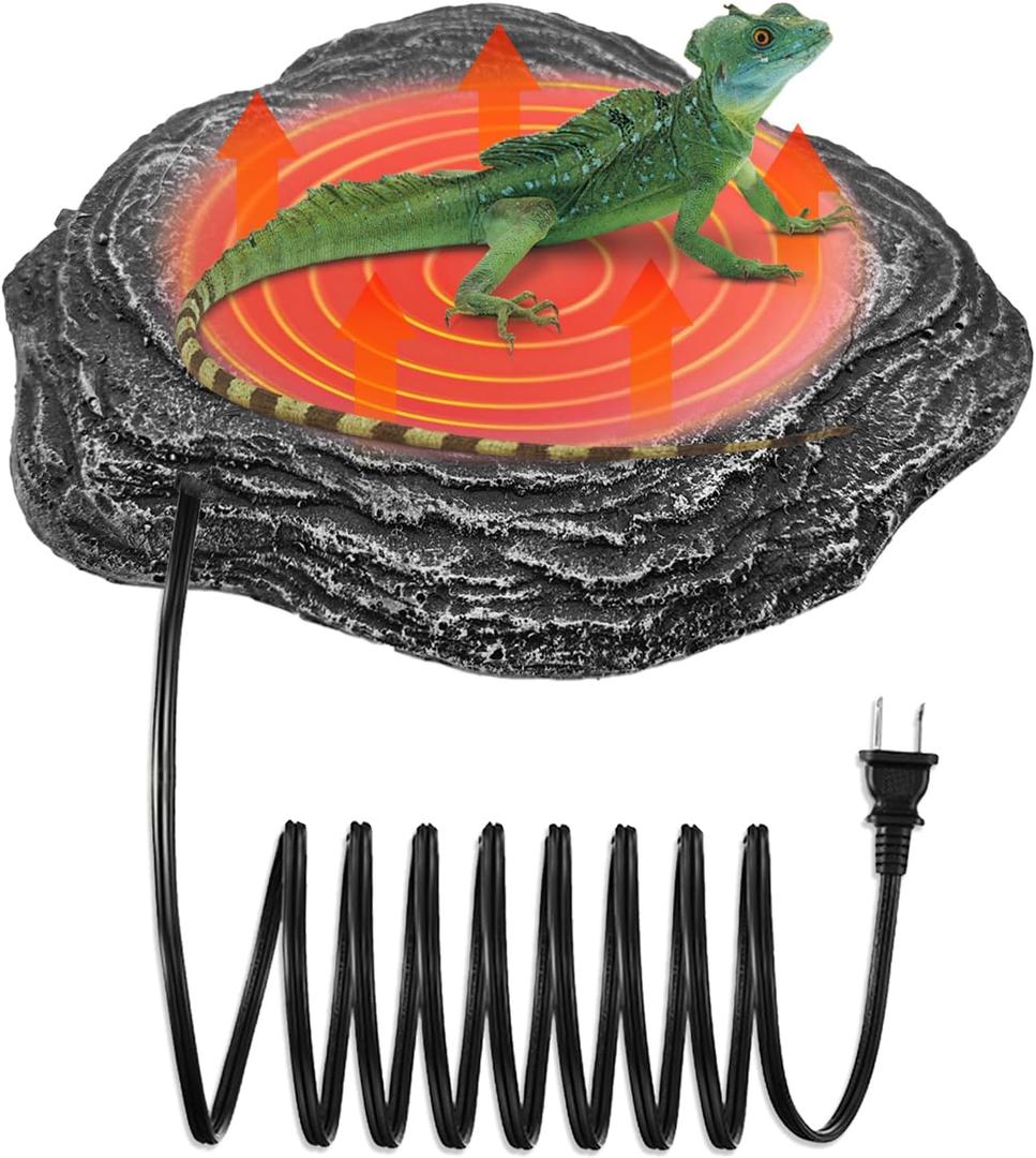 Reptile Heat Rock Terrarium Tank Heating Pad Thermostatic Controlled Heated Mat Basking Platform for Bearded Dragon, Lizard, Snake, Chameleon, Turtle, Leopard Gecko
