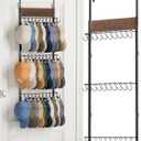 FANGSUN 3-Tier Over the Door Hat Rack with 30 Movable Hooks  Wall Mounted Hat Organizer for Baseball Cap Storage, Cap Holder Gifts for Men Dad, Christmas Presents (24.8 inches)