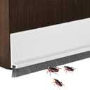 Door Draft Stopper with Brush Reduce Noise, 39" Rubber Door Sweep Breeze Blocker, Adjustable Under Door Draft Stoppers, Soundproofing for Doors, Door Seal - White