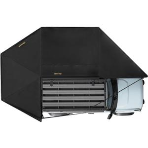 BUNKER INDUST 270 Degree Awning Free Standing, Vehicle Overland Awning Built-in LED Light - Three Colors, Car Driver Side, Waterproof Wind Resistant for SUV Van Truck Camper (black)
