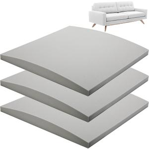 Moonoom 22"x22" Couch Cushion Support, Grey Sofa Cushion Sagging Repair, Curved High Density Foam Replacement for Furniture Sagging Seat Sectional Loveseat Chair (3 Pcs)