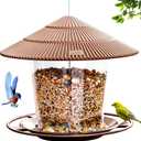 Hanizi Bird Feeder Outdoor Hanging for Wild Bird Seed, Brown