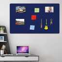 Large Bulletin Board, 60 X 36 inches Cork Board with 30 Pushpin, 5' x 3' Felt Cork Board Notice Pin Board, Self-Adhesive Vision Board Mood Board Foldable Photo Board for Wall - Dark Blue