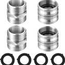 M MINGLE Garden Hose Adapter, Male to Male, Female to Female, 3/4 Inch Stainless Steel Connector, 4-Pack with Extra 4 Washers