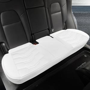 Car Seat Cover Luxury Nappa Leather Rear Seat Cover for Tesla Model Y Back Car Seat Bottom Protector, Heavy Duty Seat Cushion Without Backrest (White STG)