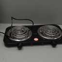 Compact and Portable Countertop Burner- Countertop Double Coiled Burner 2000 Watts Electric Hot Plate Temperature Controls Black