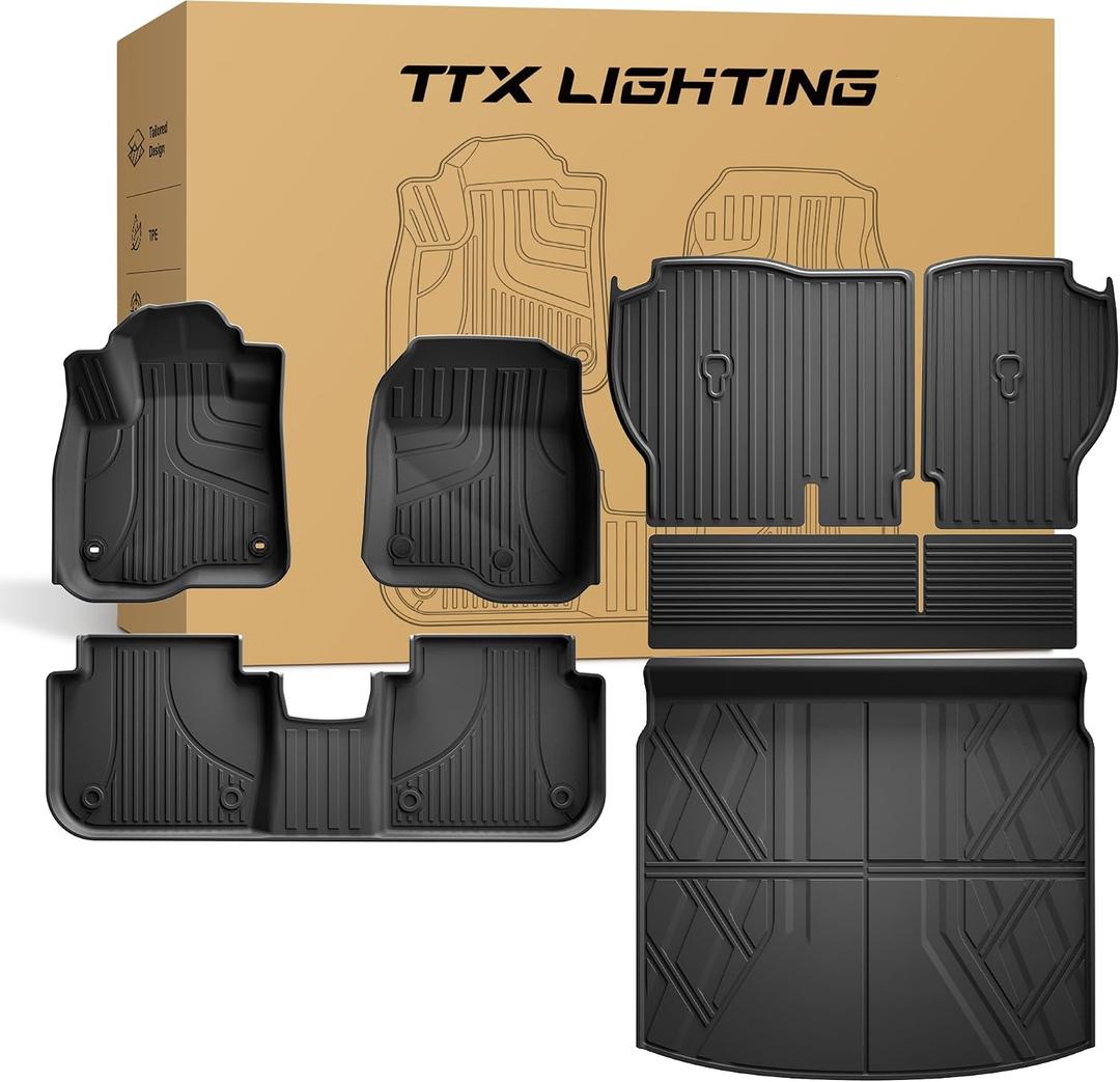 Floor Mats Fit for Honda CRV 2023 2024 2025 2026 All Models (Include Hybrid) - TTX LIGHTING CR-V All Weather Floor Liners & Cargo Liner with Backrest Mats Car Mats Accessories (Fit Upper Deck)