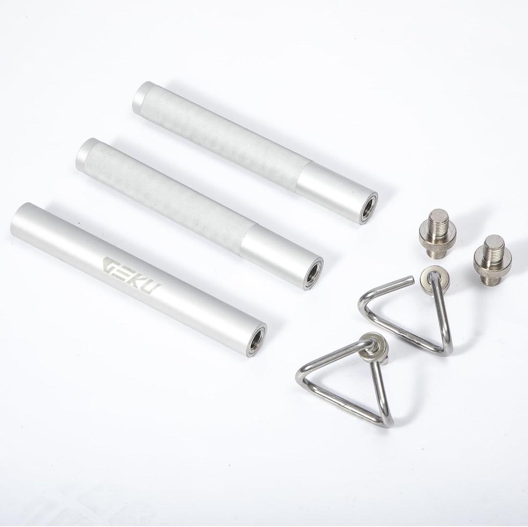 Aluminum Resistance Band Bar, 3-Section Detachable Heavy Duty Workout Bar for Resistance Band Exercises, Strength Training, and Home Gym (Metal Bar-Enlarged Hooks)