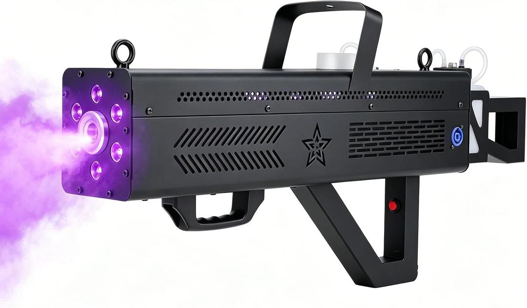 Fog Gun 1700W with RGB LED Lights, Handheld Fog Machine Smoke Cannon for Parties, Halloween, Stage Show, DJ, Club Events Performances