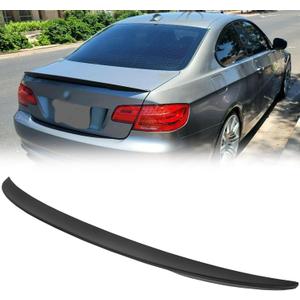 ECOTRIC Spoiler Wing Compatible with 2007-2013 BMW E92 Coupe 328i 335i M3 P Style Unpainted Black Rear Trunk Lid Spoiler Wing Winglet