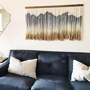 XSMYdpUS Large Macrame Wall Hanging Dip-Dyed Macrame Wall Art Tapestry Boho Wall Decor，Cotton Rope Textile Wall Hanging Hand-Dyed Tapestries Home Decor B_120x8