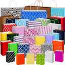 Kosiz 36 Pcs Assorted Sizes Gift Bags Bulk with Handle Assortment Different Size Paper Goodie Bag Paper Party Favor Bag for Wedding Birthday Easter Mother Day, 8.3" Small, 10.2" Medium, 12.6" Large