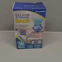 16 Pack Vacuum Storage Bags with Hand Pump, 4 Jumbo + 4 Large + 4 Medium + 4 Small Plastic Packaging Bags, 80% Space Saver Vacuum Seal Bags for Clothing, Travel Lugggage, Blankets, Comforters