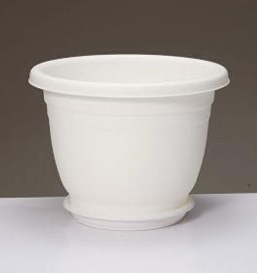 3 Packs 10 inch Plant Pots + Saucer, Planters for Indoor & Outdoor Plants with Drainage Holes | Plastic Flower Pots, Large Planter (Beige, 10 inch)