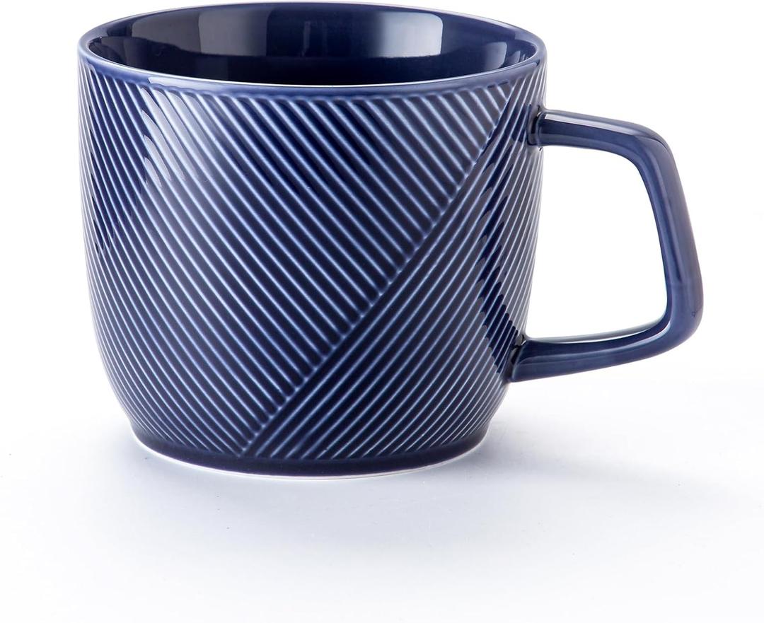 Extra Large Ceramic Coffee Mug: 32 oz Oversized Soup Bowl with Handle for Cereal Tea Ice Cream - Navy Microwave Safe Giant Cup