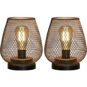 JHY DESIGN Set of 2 Metal Cage LED Lantern Battery Powered Cordless Accent Light with LED Great for Weddings Parties Patio Events for Indoors Outdoors