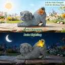 Solar Dog with Butterfly Light Statue, Outdoor Resin Puppy Garden Decor, Solar Powered Dog Figurine for Yard Patio Lawn, Waterproof Memorial Gift for Pet Lovers