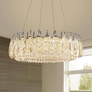 Siljoy Modern Crystal Chandelier 23.6" Chrome K9 Crystal Chandeliers LED Adjustable Round Chandelier for Dining Room Luxury 3 Tiers Pendant Ceiling Light Fixture for Living Room Kitchen Bedroom