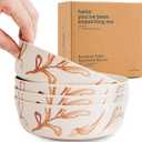 Nook Theory 4 Pack Bamboo Bowls - 18 Oz Reusable Toddler and Kids Bowl, Dishwasher Safe - Not Microwavable Bamboo Dishes (Wildflower)