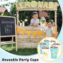 100Pcs Lemon Plastic Cups 16Oz Blue White Lemon Print Disposable Drinking Lemonade Cup Stackable Party Cups for Summer Birthday Baby Shower Citrus Party Supplies