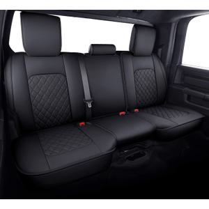 Aierxuan Dodge Ram Back Seat Covers Waterproof Leather Custom Fit 2009-2025 1500, 2010-2024 2500/3500 Crew Quad Regular Cab Pickup Cushions Compatible with Split Bench 40/60(Rear Seat/Black)