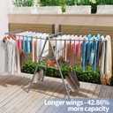 APEXCHASER Drying Rack Clothing, Clothes Drying Rack Foldable, Metal Laundry Drying Rack Collapsible for Sweater Towel Indoor & Outdoor, Height Adjustable Gullwing Clothes Airer, Grey, Large