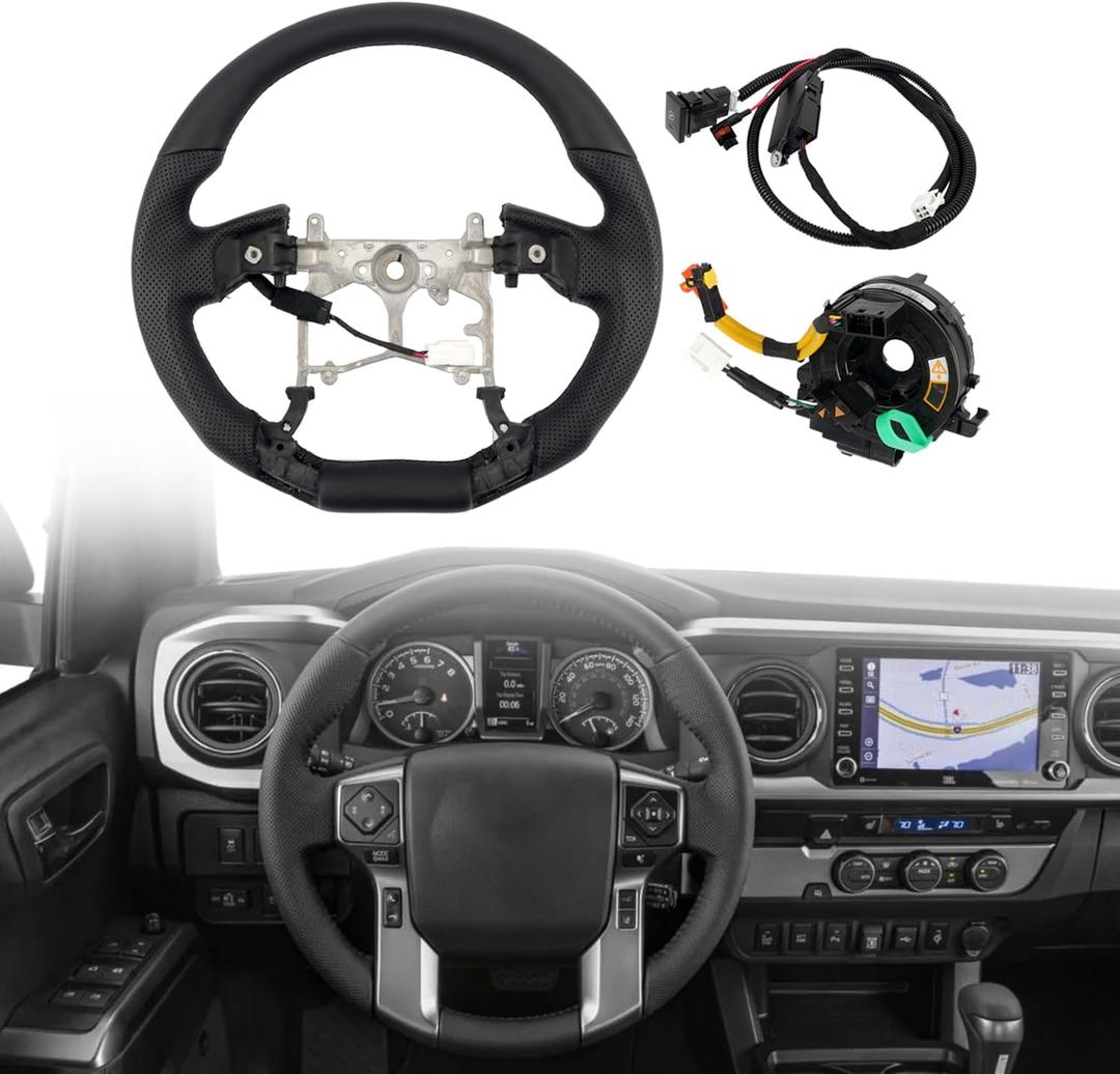 HIGH FLYING for Toyota Tacoma 2016-2023 Car Interior Accessories Heated Steering Wheel Replacement Part Perforated Leather Kit (No Alignment Strip)