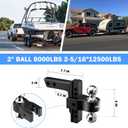 Adjustable Trailer Truck Drop Hitch - Fits 2 Inch Receiver Only, 6 Inch Drop Dual Ball Mount 2" and 2-5/16" Up to 12,500 LBS GTW, Heavy Duty Aluminum Towing Hitch with 2 Hitch Locks & 4 Silencer Pads