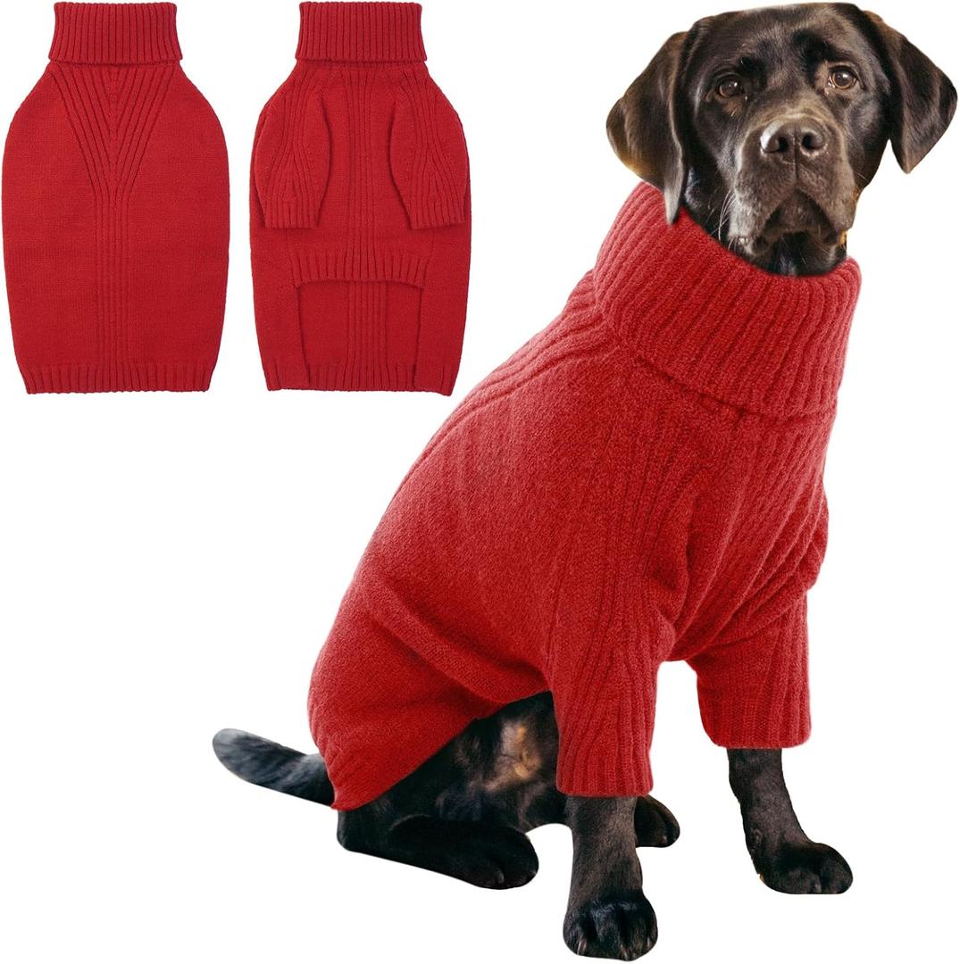IECOii XL Dog Sweater, Winter Doggy Clothes for Large Dogs Girl Boy, Warm Pullover Xmas Dog Sweater Turtleneck, Lightweight & Good Stretch for Active Dogs Like Beagle, Border Collie (Red, X Large)