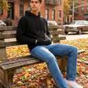 Zylioo Men Tall Sweatshirt Crewneck Pullover Long Fit Soft Casual Sweatshirt Top for Tall Men Daily Wear (Black, M)