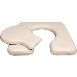 PU Bedside Commode Seat Cushion, U Shape Soft Sponge Padded for Bedside Chairs, Raised Toilet Seat, 16.5" Width, Waterproof and Easy Clean - (Beige), Widen
