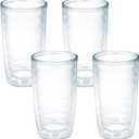 Tervis Clear & Colorful Tabletop Made in USA Double Walled Insulated Tumbler Travel Cup Keeps Drinks Cold & Hot, 16oz - 4pk, Clear