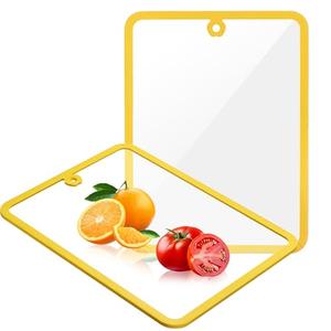 Cutting Board, Glass Cutting Boards for Kitchen, Chopping Board Set with Non-Slip Edges & Hanging Hole, Dishwasher- Safe Clear Cutting Board for Countertop, Meal Prep & Serving