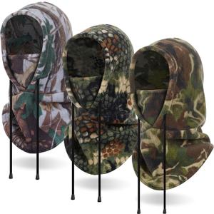 Suhine Balaclava Fleece Ski Hunting Mask Winter with Hat Neck Cover Windproof Face Covers for Men Women Cold Weather Warmer(Camouflage,Green,3 Pcs)
