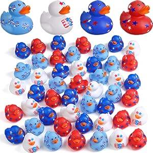 Jerify 72 Pcs 2 Inch Patriotic Rubber Ducks Summer Small Shower Float Rubber Ducks Star Rubber Ducky for Bath Birthday Gifts Baby Showers Beach Pool 4th of July Independence Day (Classic)