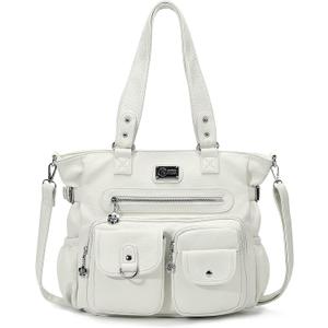 KL928 Large Purses for Women Shoulder Bag Tote Handbags Stylish Vegan Leather Hobo Bags Ladies, Z-White