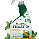 Vet's Best Natural Indoor Flea and Tick Spray  Dog Flea and Tick Treatment for Home, Plant-Based Formula with Natural Oils, Kills Fleas, Eggs & Ticks on Contact, Made in USA, 32 oz