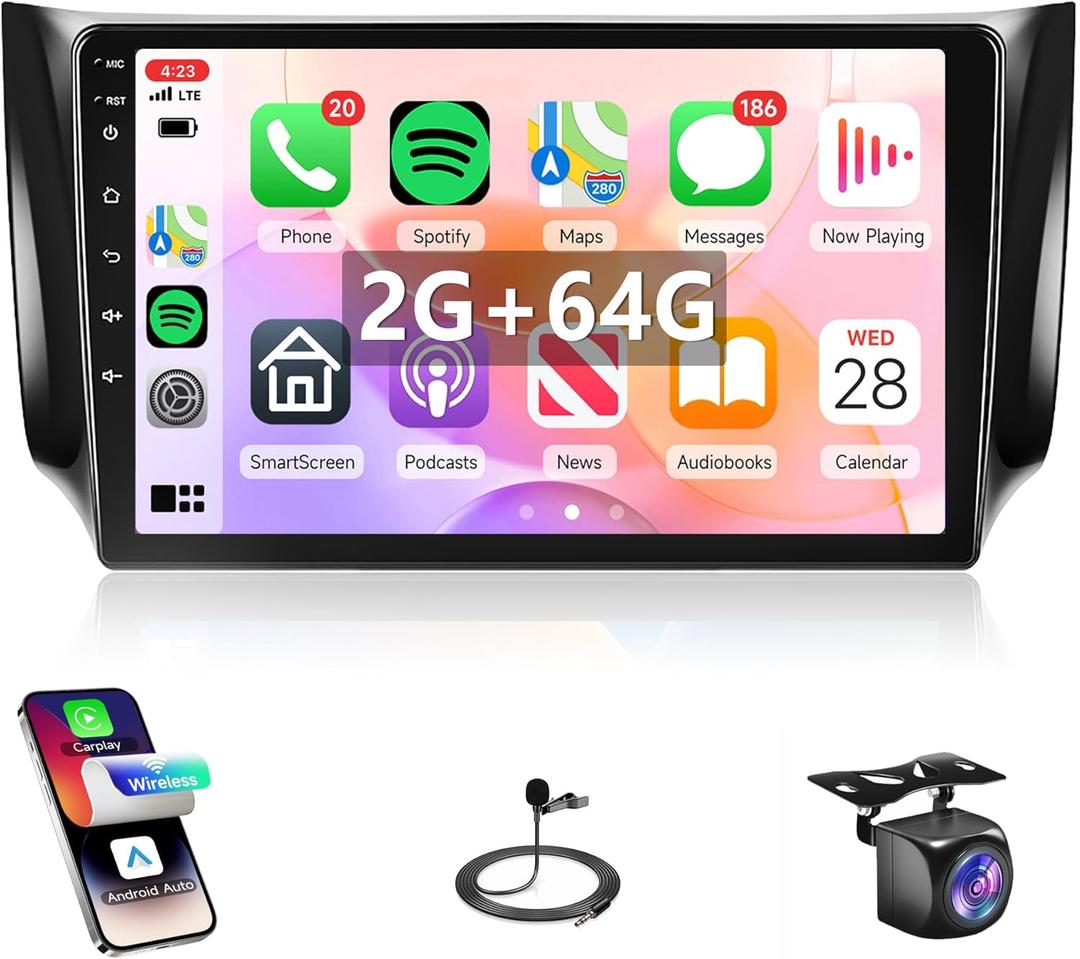 2G+64G 10.1 Inch Car Radio for Nissan Sentra Sylphy B17 2013-2017, Rimoody Android 13 Car Stereo Carplay Android Auto Touch Screen Mirror Link Bluetooth FM/RDS GPS WiFi SWC Backup Camera