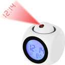 with Voice Talking LED Time Temperature for BedroomProjection Alarm Clock for Bedrooms Digital Voice Report Alarm Clock 12/24 HDigital Electric Clocks Projection On Ceiling, Bedside, Office (White)