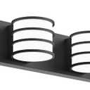 LED Bathroom Vanity Light - 28.4 Inch Black 4-Light Fixture with White Acrylic Shades, 6000K Cool White, Mirror Lighting for Bathroom, Bedroom, Hallway, Living Room Wall Sconce