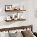 Fun Memories Deep Floating Shelves, 36" W x 12" D Wood Floating Shelves for Wall, 2 Pack Extra Deeper & Thicker Wall Mounted Storage Shelf for Living Room Laundry Room Kitchen Home Office, Walnut