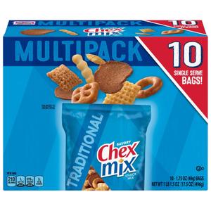 Chex Mix Snack Mix, Traditional Original Recipe, Multipack, Single Serve Snack Bags, 10 Ct, 17.5 oz (EXP 10/25/26)