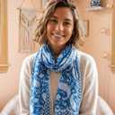 Rastogi Handicrafts Scarfs For Women 100% Pure Cotton Design Hand Block Printed Mini Scarf/Stoll/Stole For Girls 70x20 Inch (Blue)
